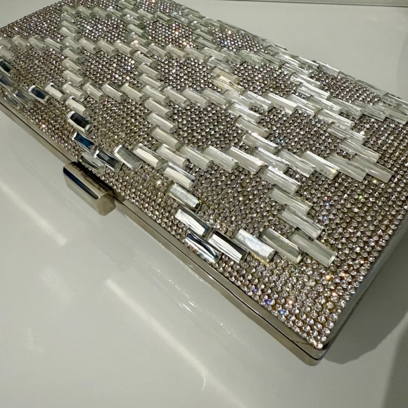 Silver Rhinestone & White Crystal Clutch - Picture 2 of 6